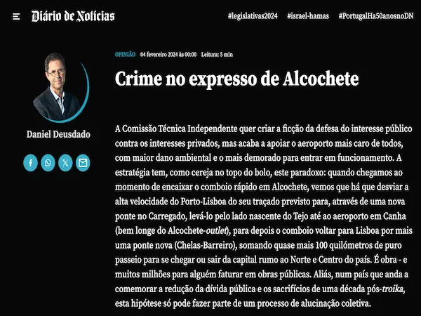 Crime no expresso de Alcochete