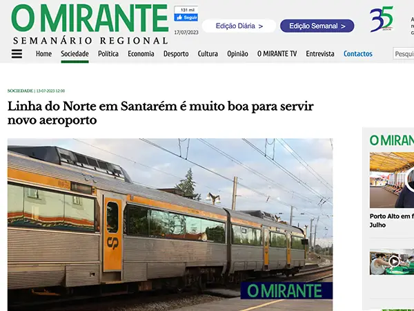 Linha do Norte em Santarém é muito boa para servir novo aeroporto
